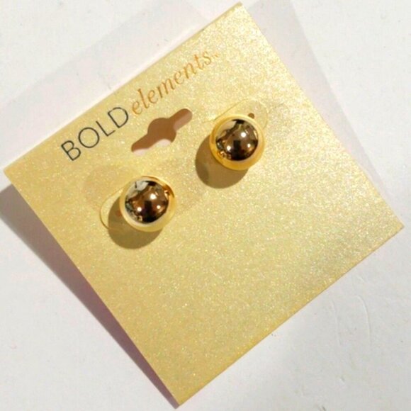 BOLD elements Elegant Gold-tone Ball Stud Earrings - Women's Fashion Jewelry - Picture 1 of 7